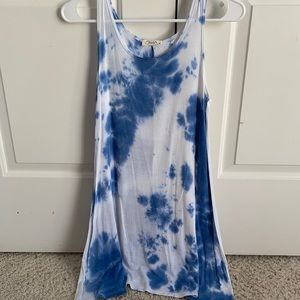 Blue and white tie-dye tank dress